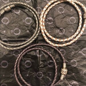 3 Authentic Pandora double leather bracelets